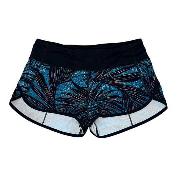 Lululemon Speed Short Palm Lace Tofino Teal Multi Black Size 4 Running Workout - Picture 1 of 7